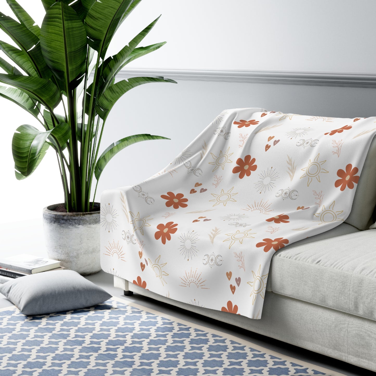 Cozy Floral Sherpa Fleece Blanket