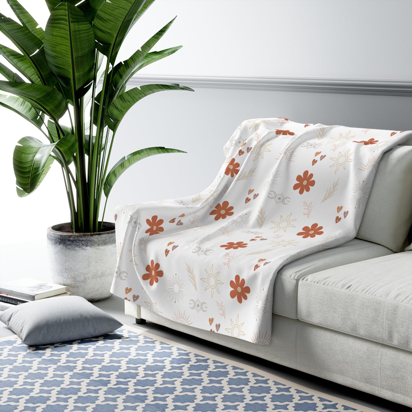 Cozy Floral Sherpa Fleece Blanket