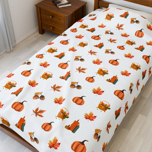 Cozy Pumpkin Spice Velveteen Blanket