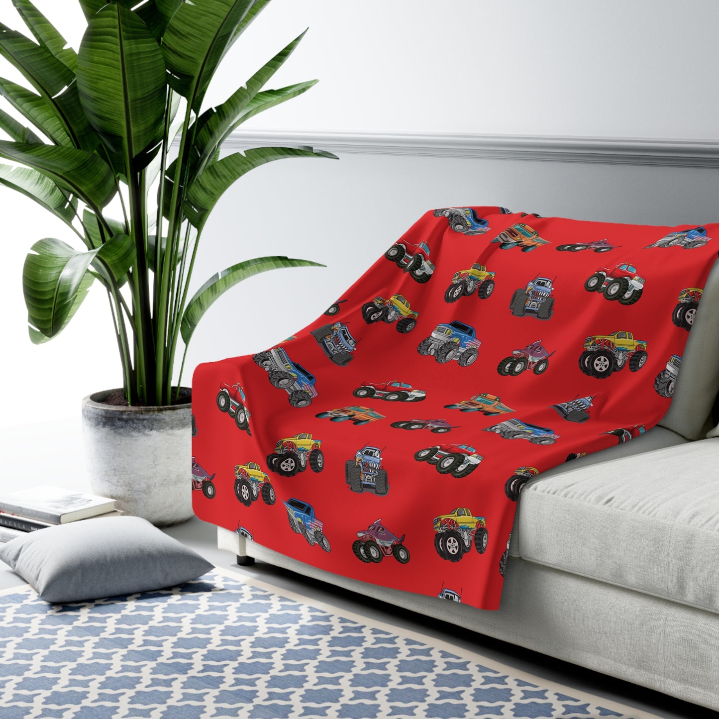 Kids Monster Truck Sherpa Fleece Blanket