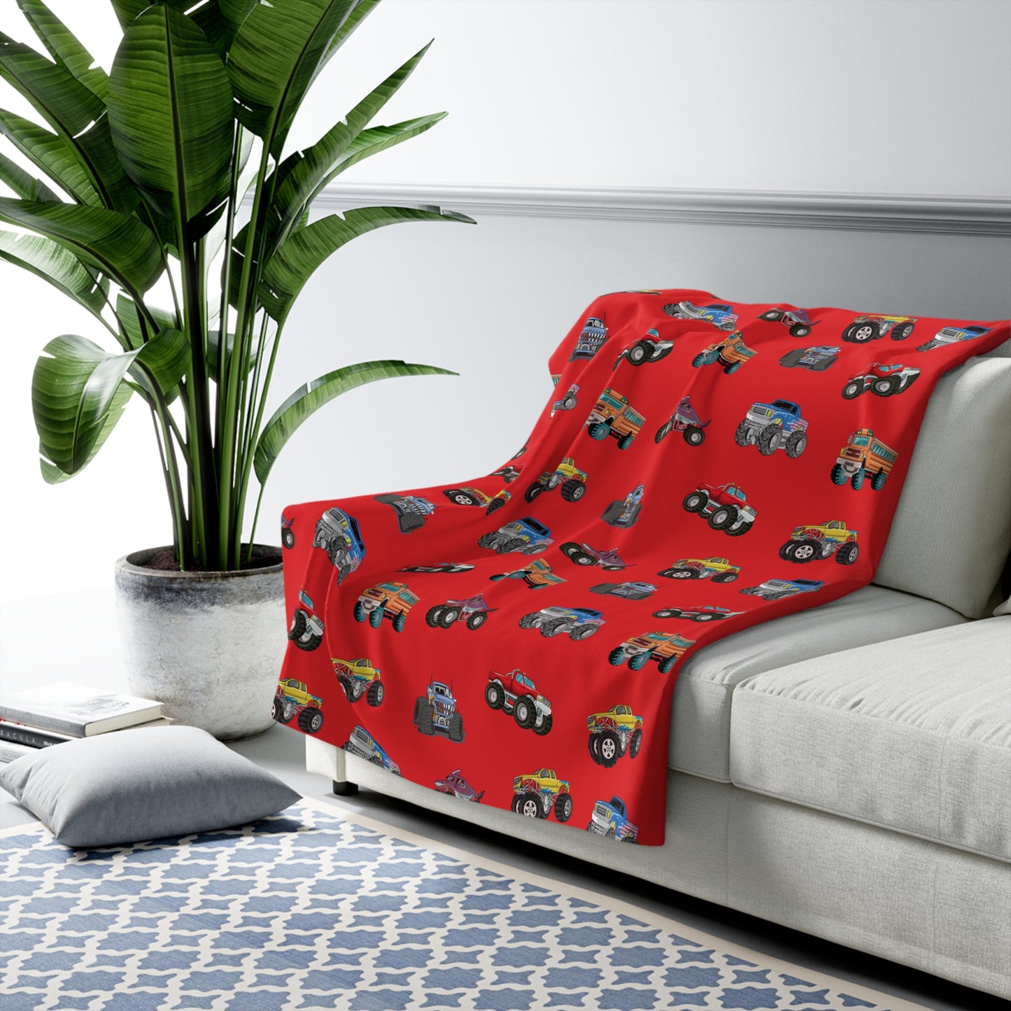 Kids Monster Truck Sherpa Fleece Blanket
