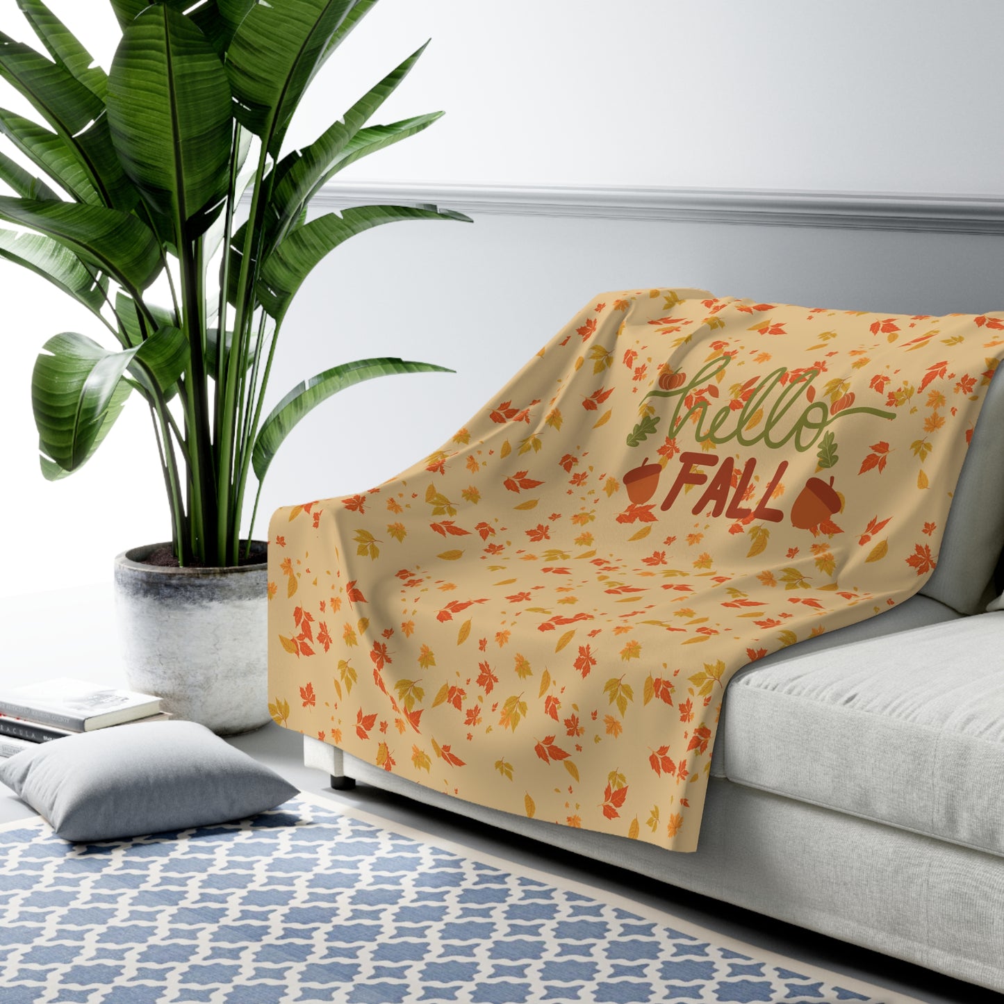 Fall Leaf Sherpa Fleece Blanket