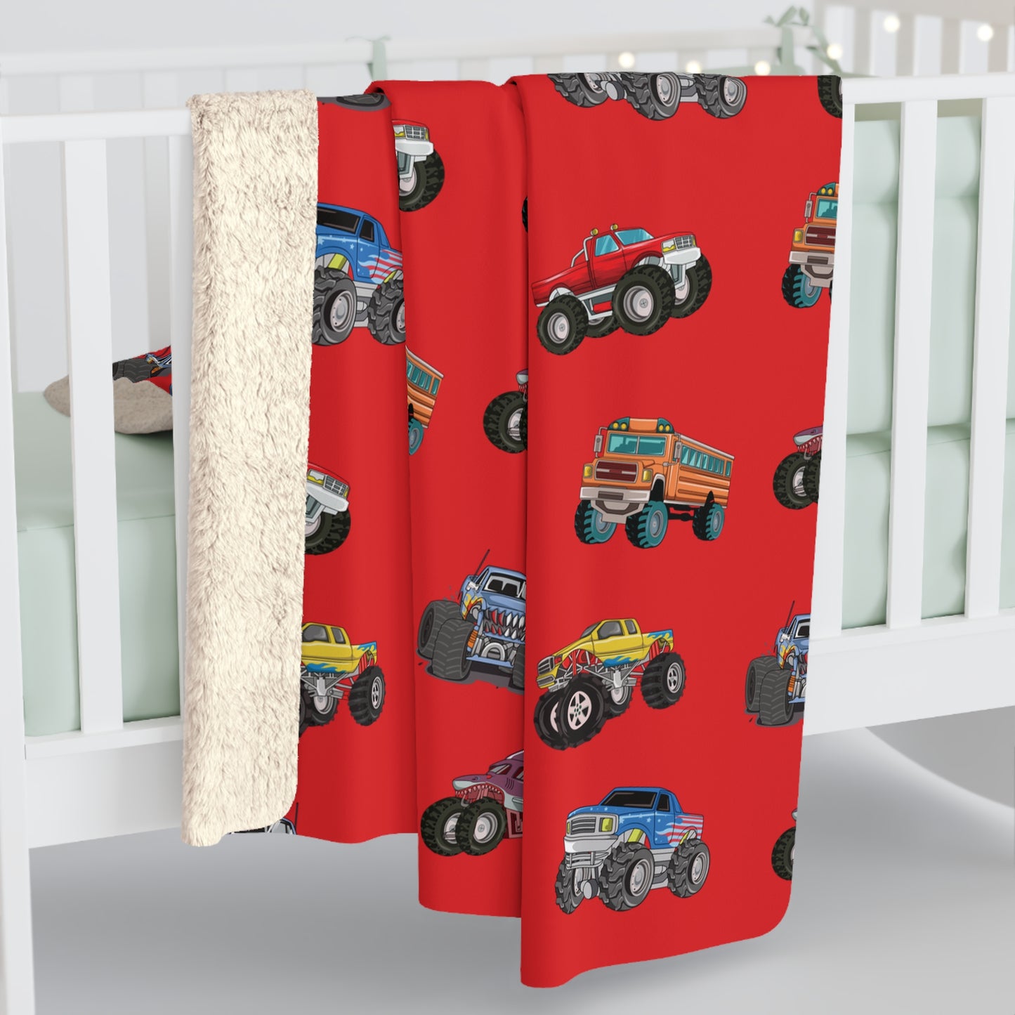 Kids Monster Truck Sherpa Fleece Blanket