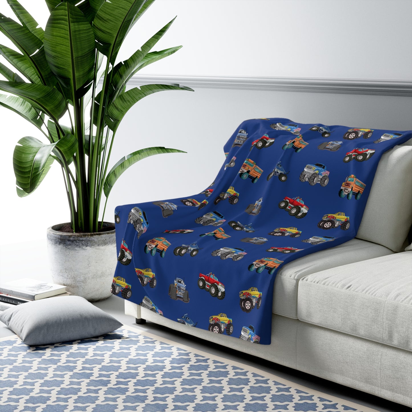 Kids Monster Truck Sherpa Fleece Blanket