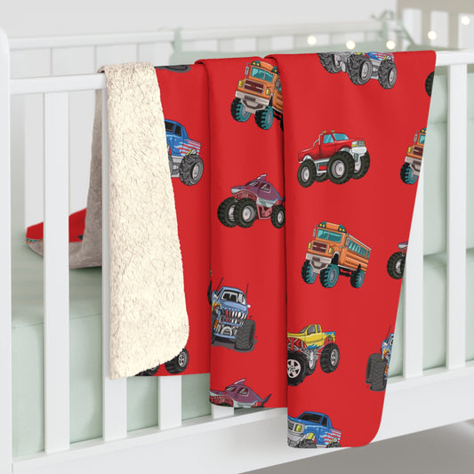 Kids Monster Truck Sherpa Fleece Blanket