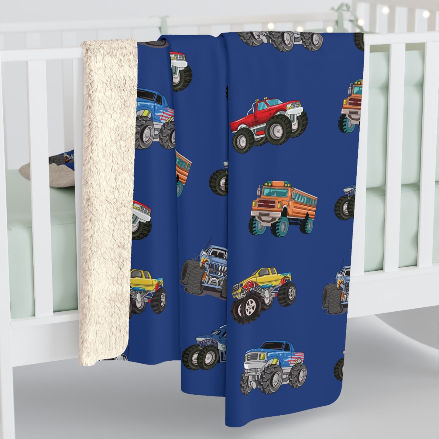 Kids Monster Truck Sherpa Fleece Blanket