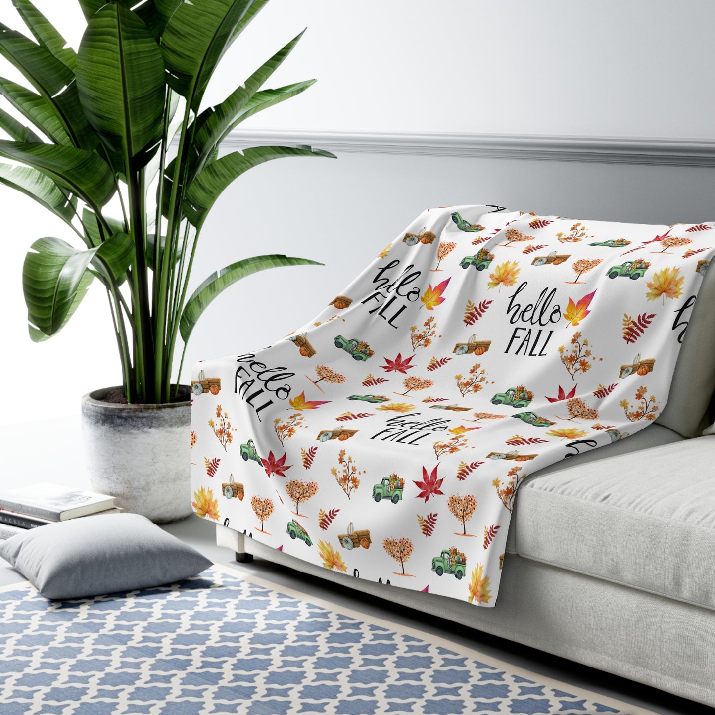 Cozy Fall Sherpa Fleece Blanket