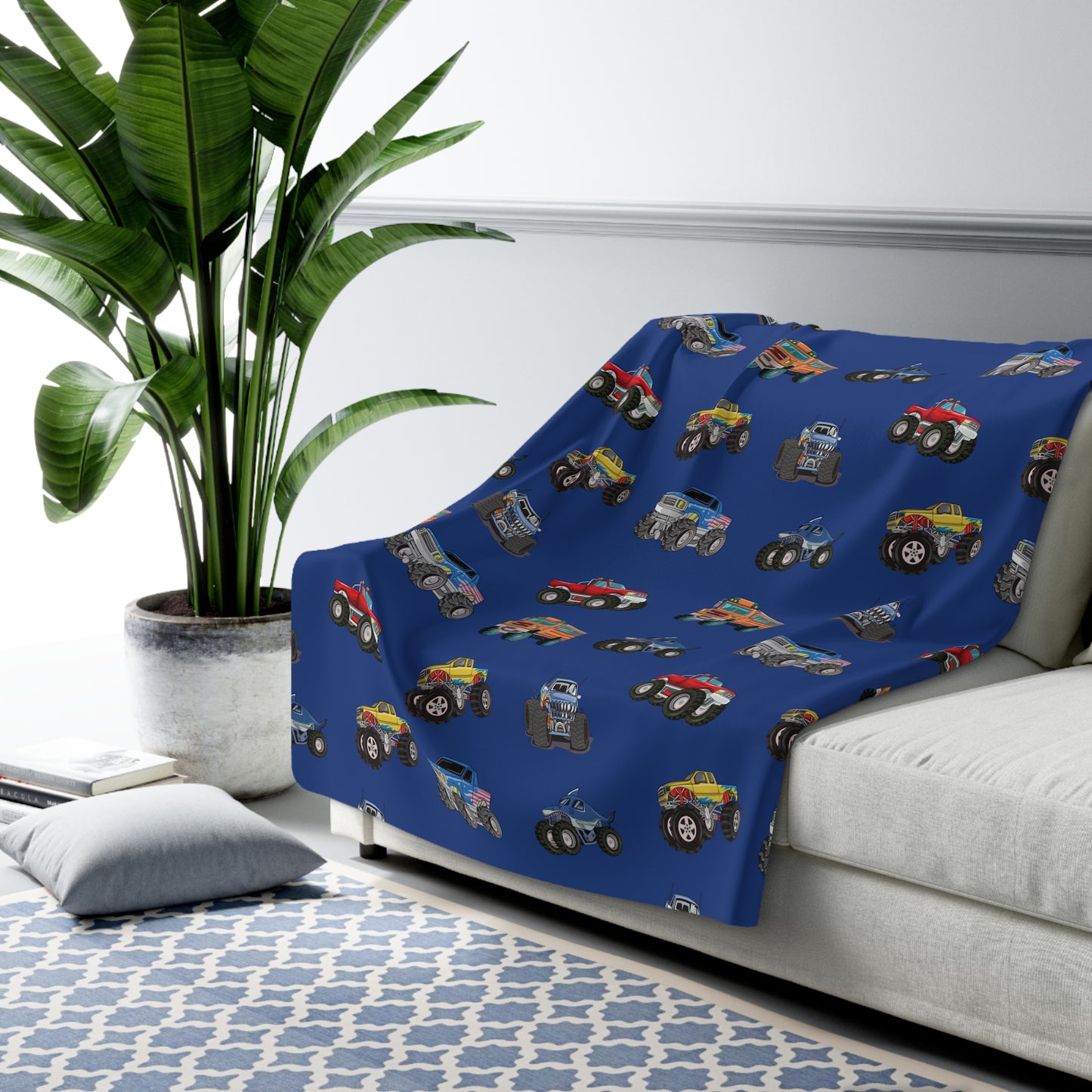 Kids Monster Truck Sherpa Fleece Blanket