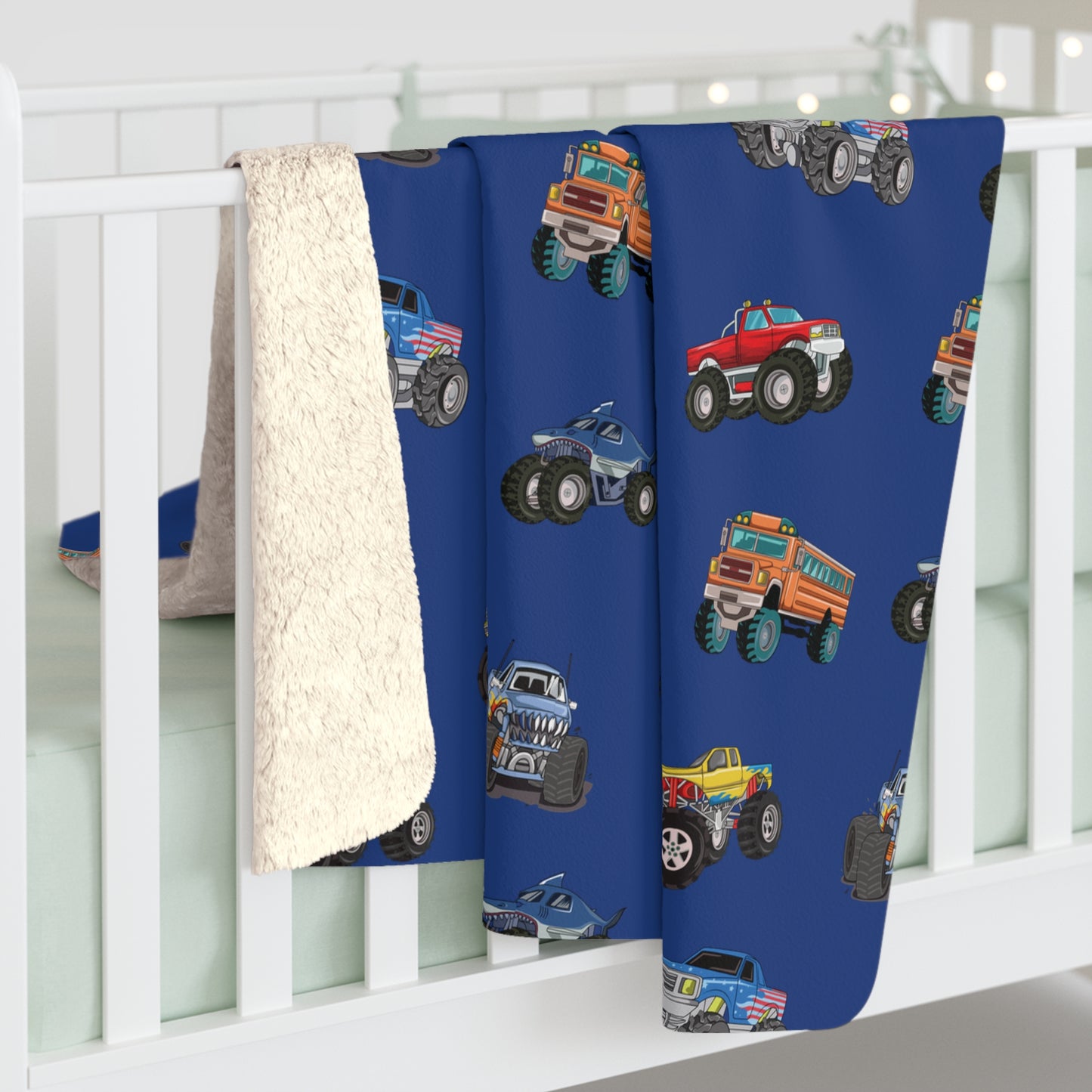 Kids Monster Truck Sherpa Fleece Blanket