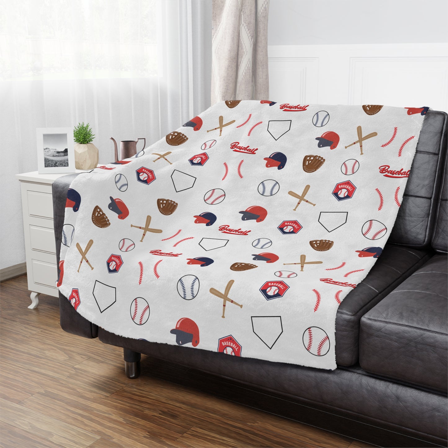 Baseball Velveteen Plush Blanket