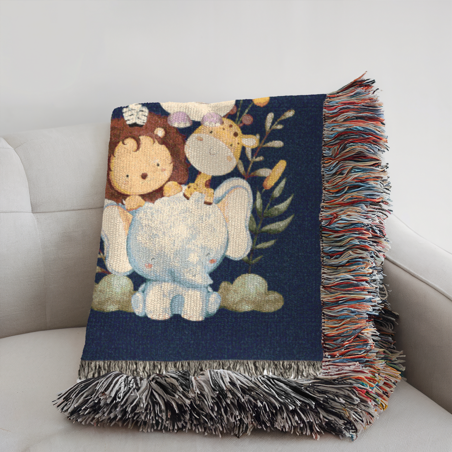 Kids Jungle Animal Woven Blanket