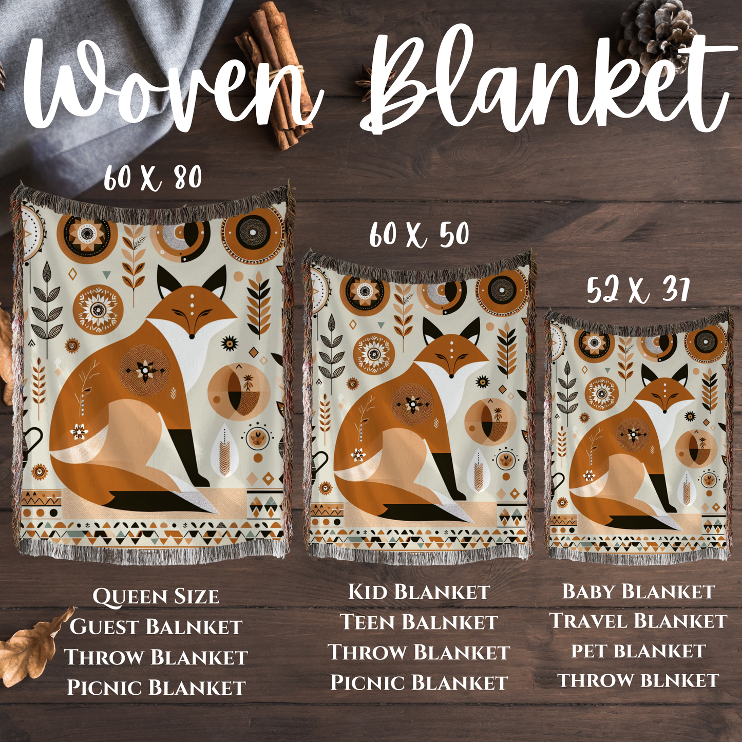 Kids Jungle Animal Woven Blanket