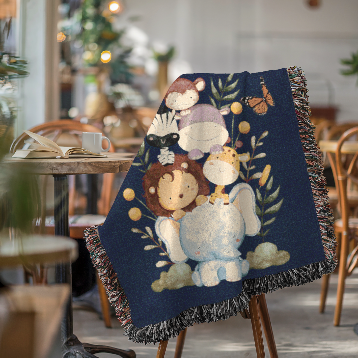 Kids Jungle Animal Woven Blanket